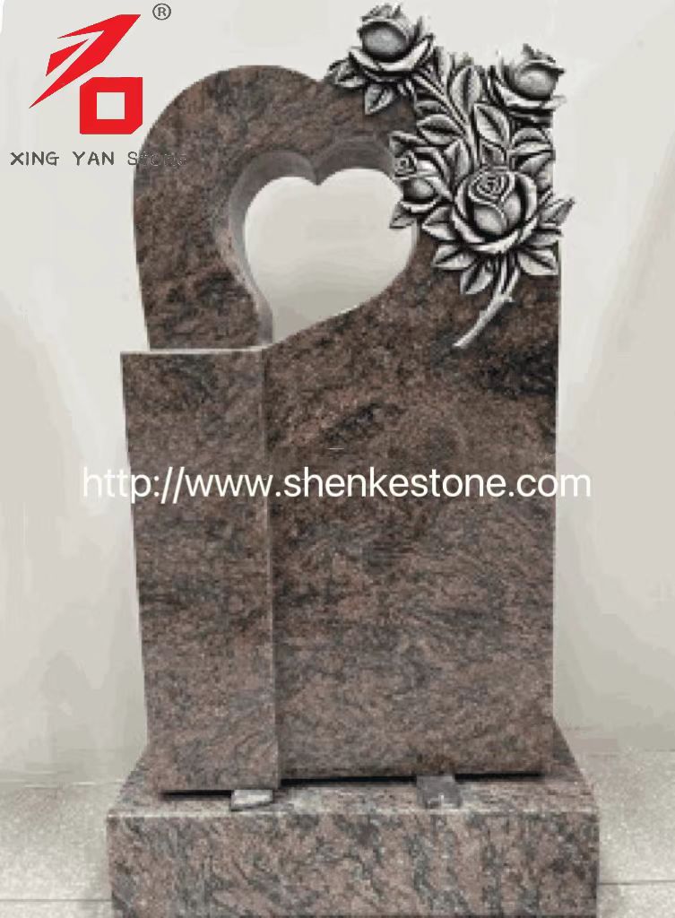 China Xingyan - Ang hugis -puso na rosas na inukit ng granite tombstone