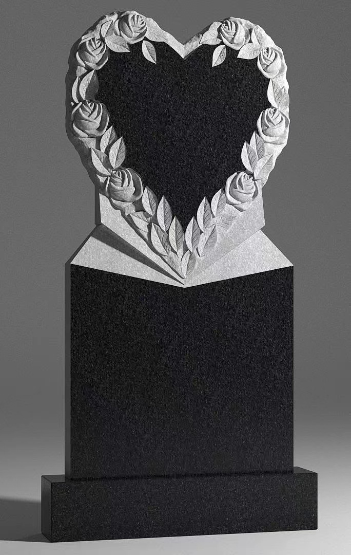 Chinese xingyan russian style rose heart singsing art tombstone