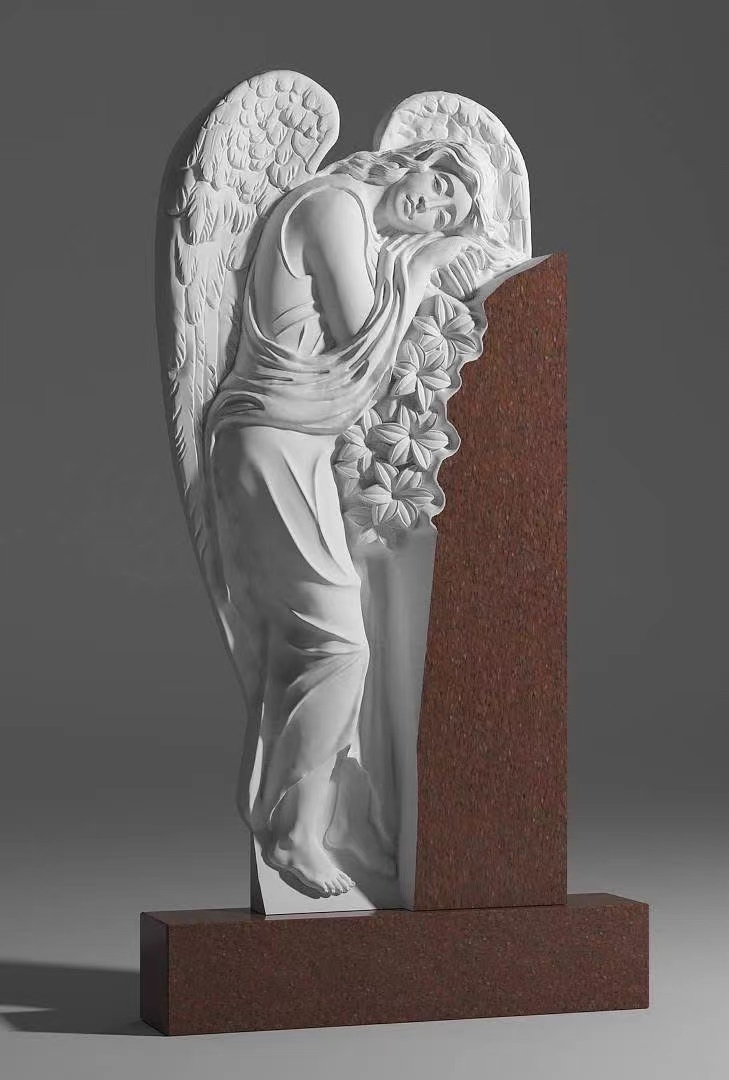 Chinese Xingyan Russian Style Sleeping Angel Art Tombstone