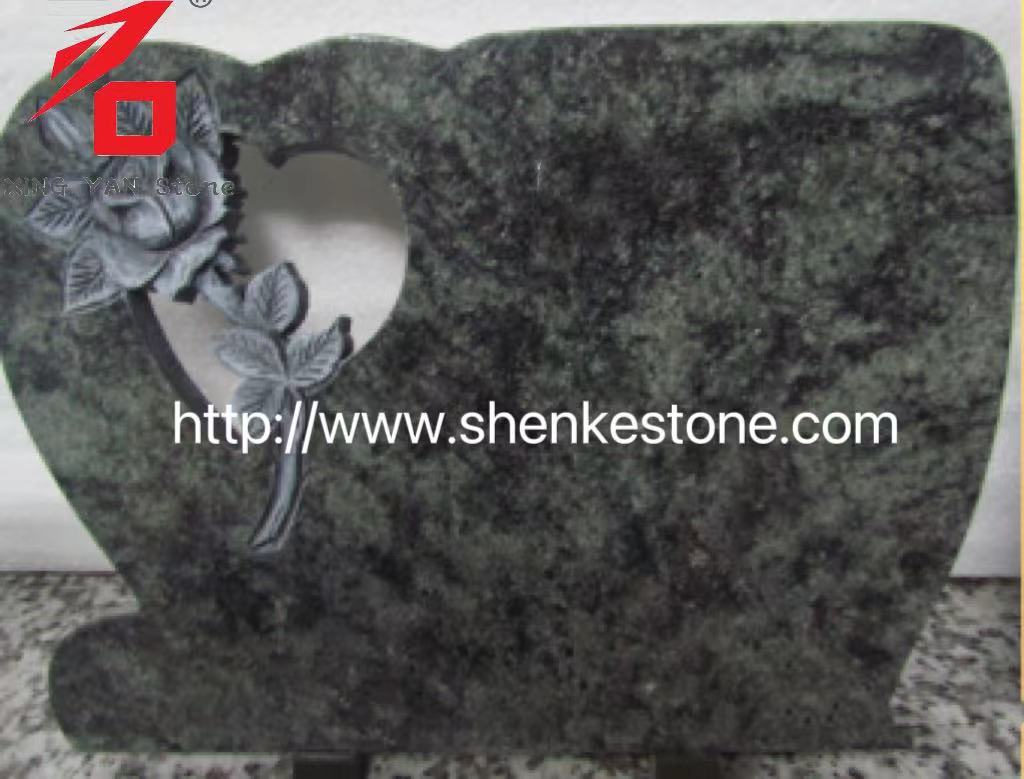 Mataas na kalidad na berdeng granite na inukit na rosas na pang -alaala na plaka