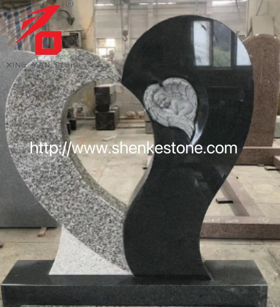 Espesyal na Single Heart Shape Angel Headstone para sa sementeryo