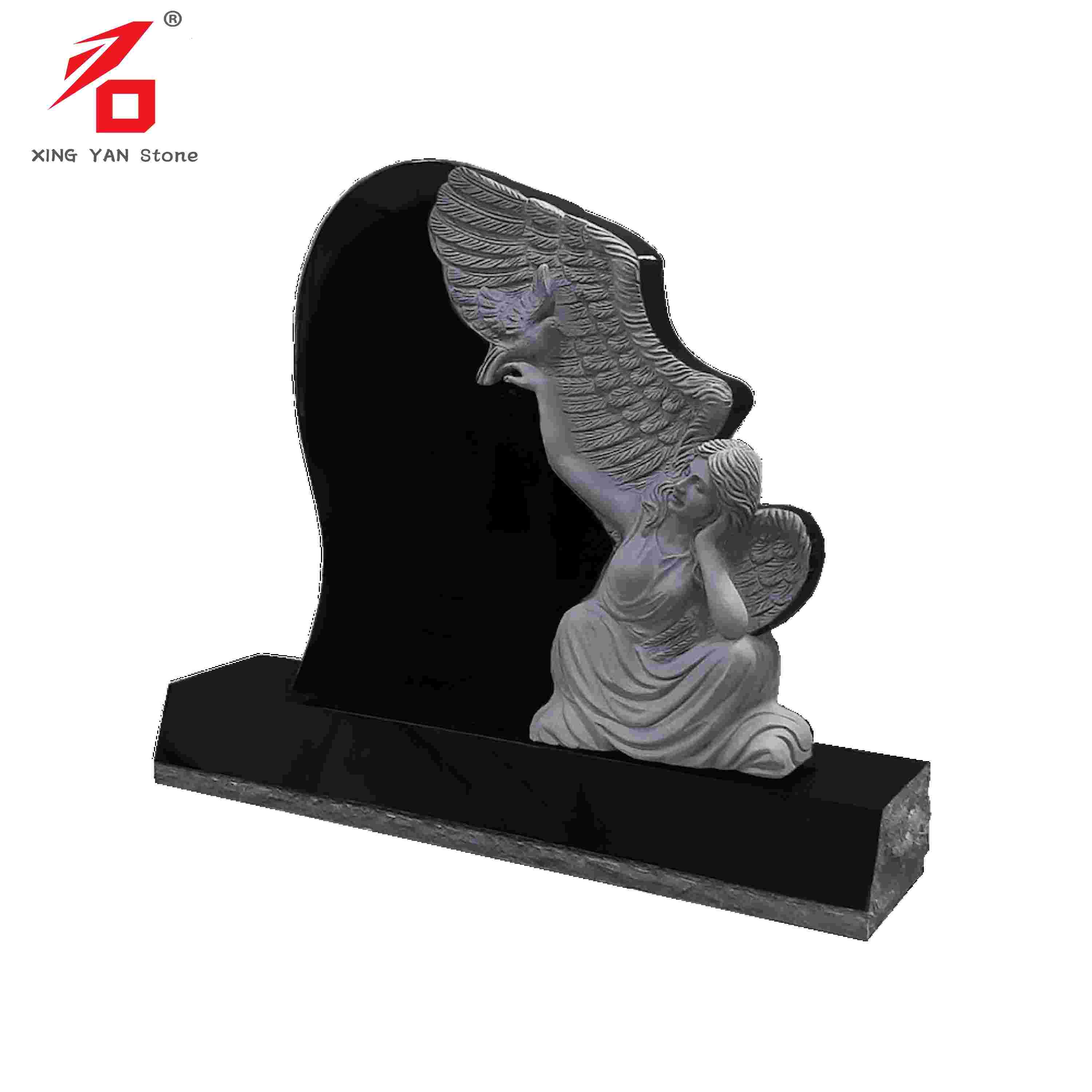 The Praying Angel with Open Wings Tombstone