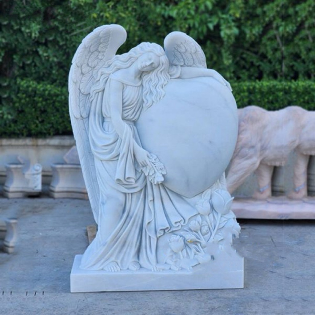 Xingyan marmol anghel na yumakap sa isang sculpture ng pang -alaala ng puso