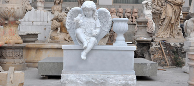 Xingyan Winged Angel Garden pandekorasyon na iskultura ng bato